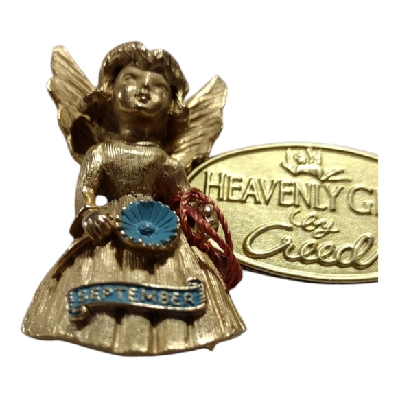 Vintage Creed 24k Gold Plated September Angel Brooch Pin - Picture 2 of 8